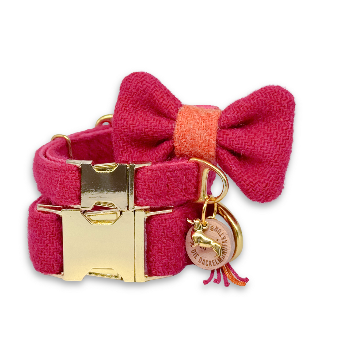 BERTI in Pink Punch - Harris Tweed® Halsband-Set mit Fliege