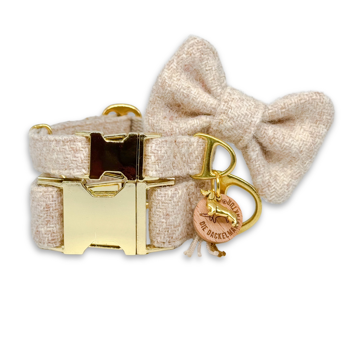 MIMI in Bohemian Crème- Harris Tweed® Halsband-Set mit Fliege