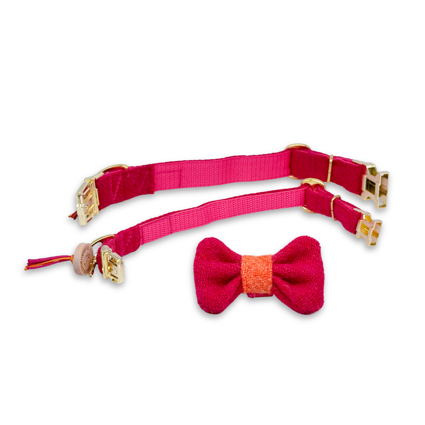 BERTI in Pink Punch - Harris Tweed® Halsband-Set mit Fliege