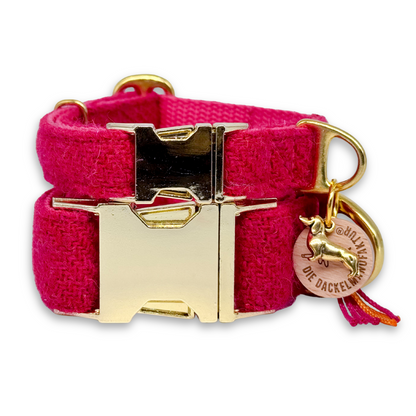 BERTI in Pink Punch - Harris Tweed® Halsband