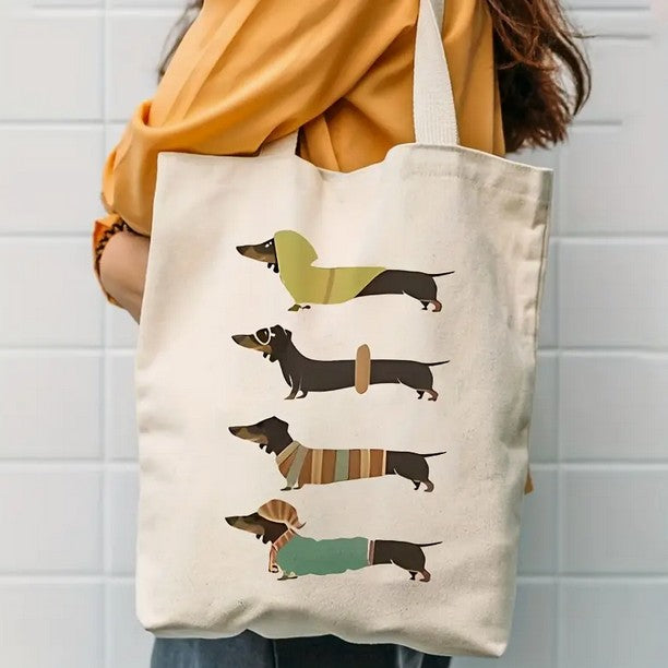 ZIGGY Tote Bag mit Trageriemen und Dackel Print