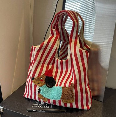 PAWFECT Canvas-Tragetasche mit aufgesticktem Dackel