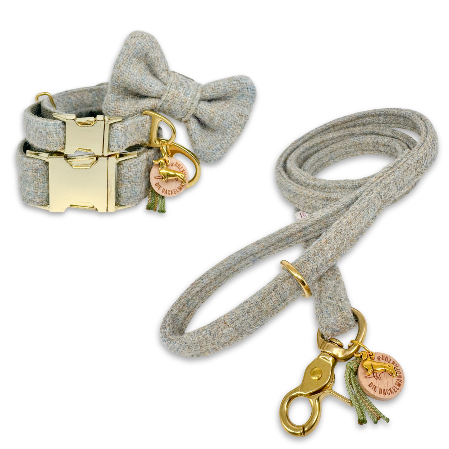 ALBERT in Greenwich Sage - Harris Tweed® Halsband-Set mit Fliege